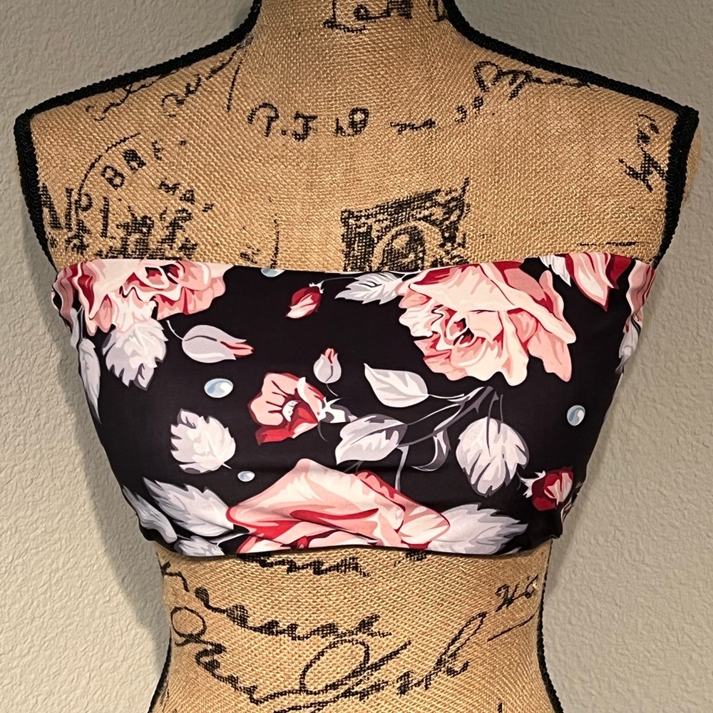 Floral strapless bathing suit top
